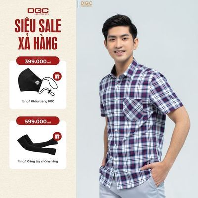 Áo sơ mi nam ngắn tay DGC Dáng suông Regular, vải sợi tre kháng khuẩn thoáng mát - SASNBC10M
