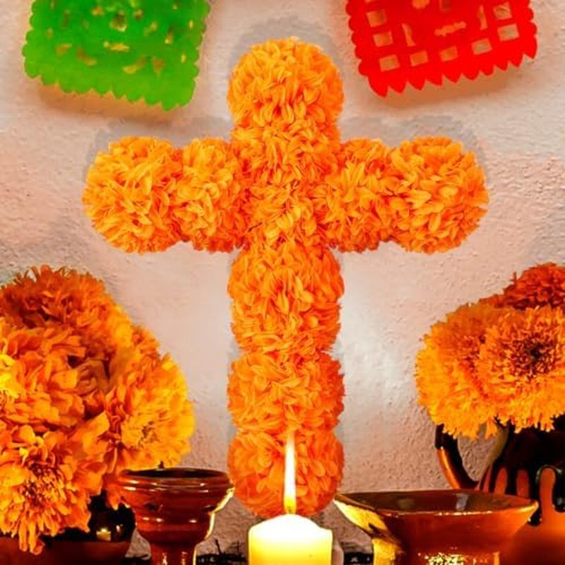 Colingmill 12 x 16 Inch Dia De Los Muertos Trang trí, Trang trí Ofrenda | Giấy Marigold Cross, Ngày 