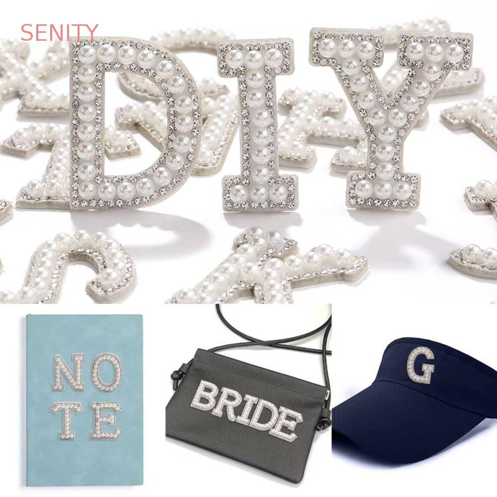 SENITY 26 Cái 26 Chữ đính, Đính cườm 3D cườm Chữ cái cườm, Bảng chữ cái tiếng Anh Flatback chất lượn