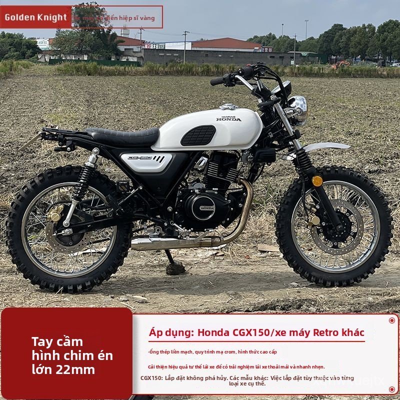 Ghi đông xe máy Honda CGX150 kiểu retro thoải mái độ bền cao dễ lắp đặt