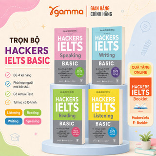 Sách – Combo Hackers IELTS Basic (Bộ 4 Cuốn) –  Kèm Lời Giải Chi Tiết (Band 3.0-5.5+) (Gamma Books)