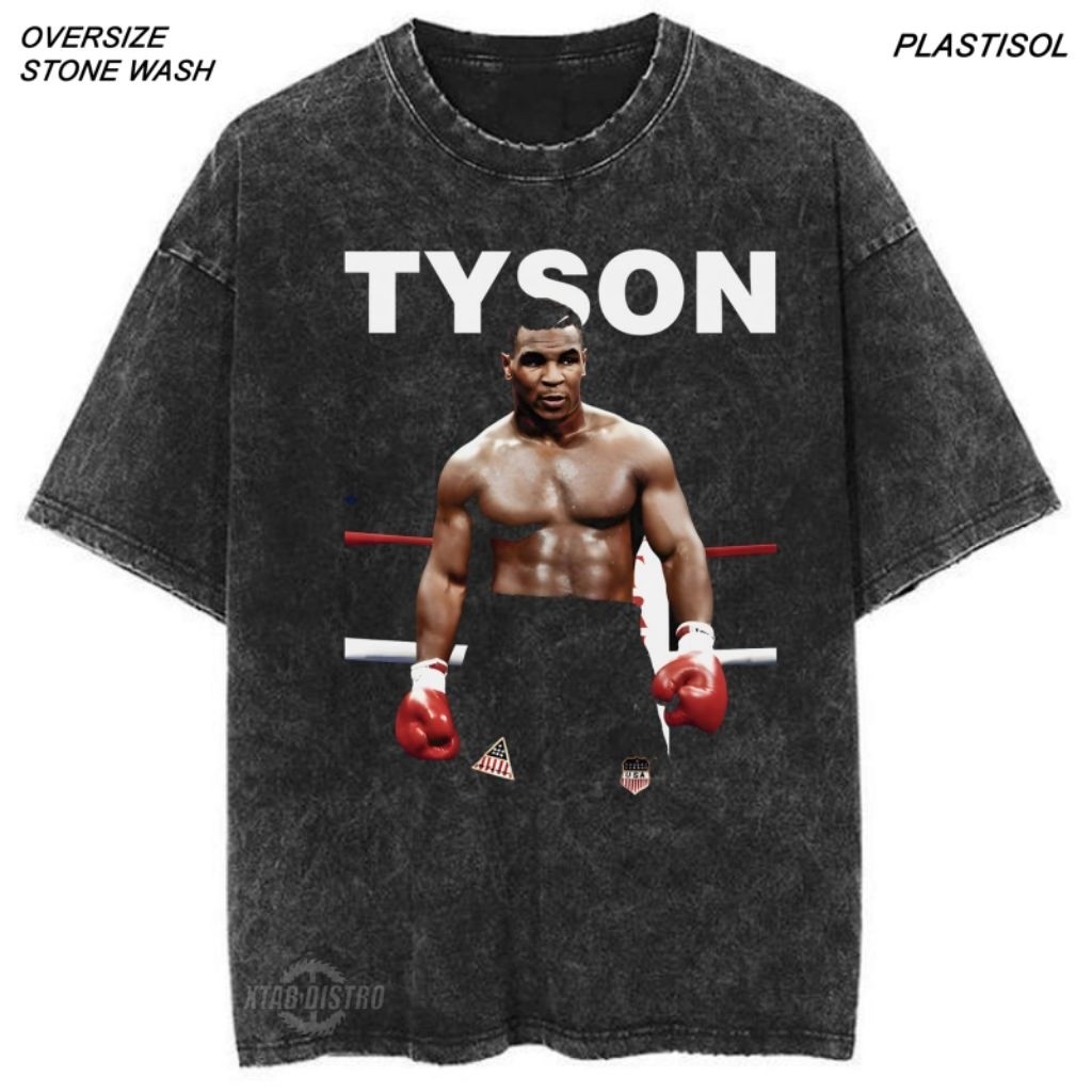 COD Oversize Stone Wash MIKE TYSON Áo thun plastisol Band Vintage
