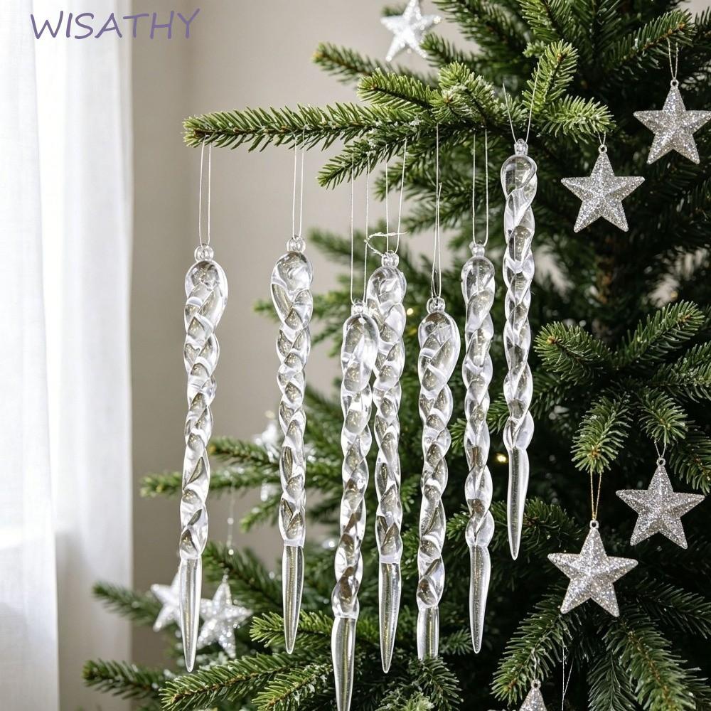 ELMER1 12 Chiếc Mặt Dây Icicle Xmas, Đồ Trang Trí Icicle Cây Giáng Sinh Acrylic Chống Vỡ, Nhẹ DIY Tr