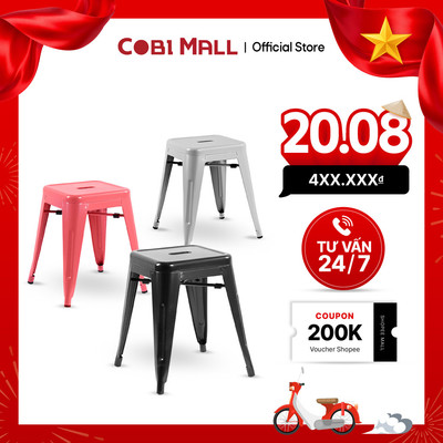 Ghế Stool Kim Loại 3 Màu – Thiết Kế Chắc Chắn, Hiện Đại, Phong Cách Công Nghiệp – Cobi Home