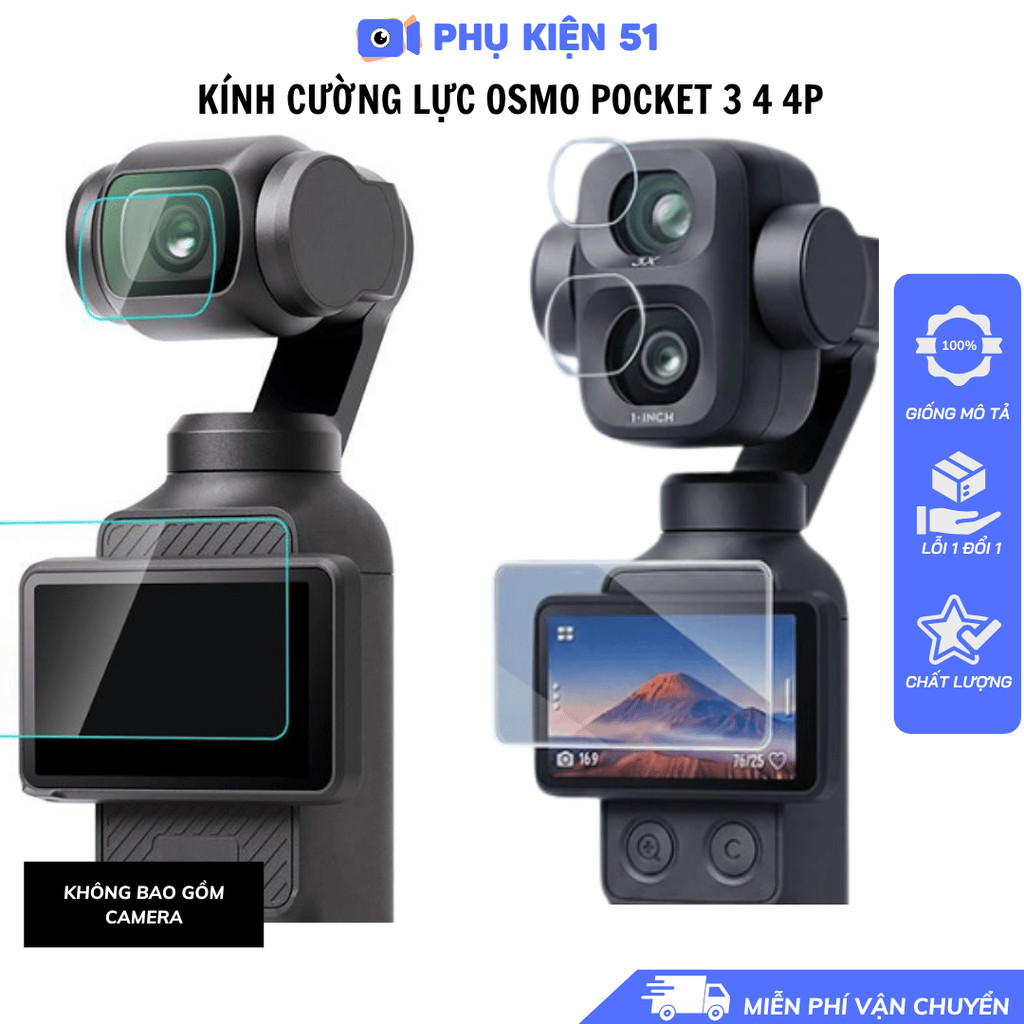 Kính cường lực DJI Osmo Pocket 4 PRO 4 3 bảo vệ ống kính và màn hình độ cứng…
