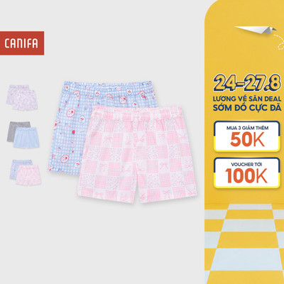 Combo 2 quần short bé gái CANIFA quần đùi mặc nhà in họa tiết dễ thương 1LA26S004