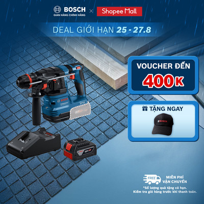 Máy Khoan Búa Pin Bosch GBH 18V-22 X (SOLO) + Bộ Sạc GAL 18V-40 và 1 Pin GBA 4.0Ah