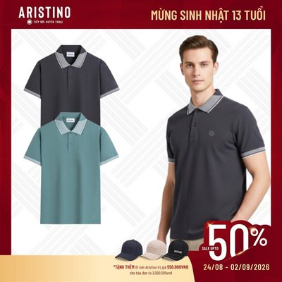 ARISTINO Áo Elite Polo Nam Xanh Aqua Cotton Organic Regular Fit APS166S3EC Mềm Mại Thoáng Khí Thấm Hút Co Giãn