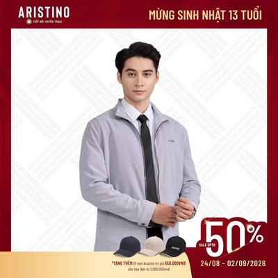 Áo khoác 2 lớp ARISTINO regular fit suông nhẹ thiết kế tay cúc bấm sang trọng, mới mẻ AJK050W2