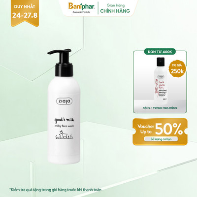 Sữa rửa mặt sữa dê cho da khô Ziaja Goat's Milk Milky Face Wash 200ml