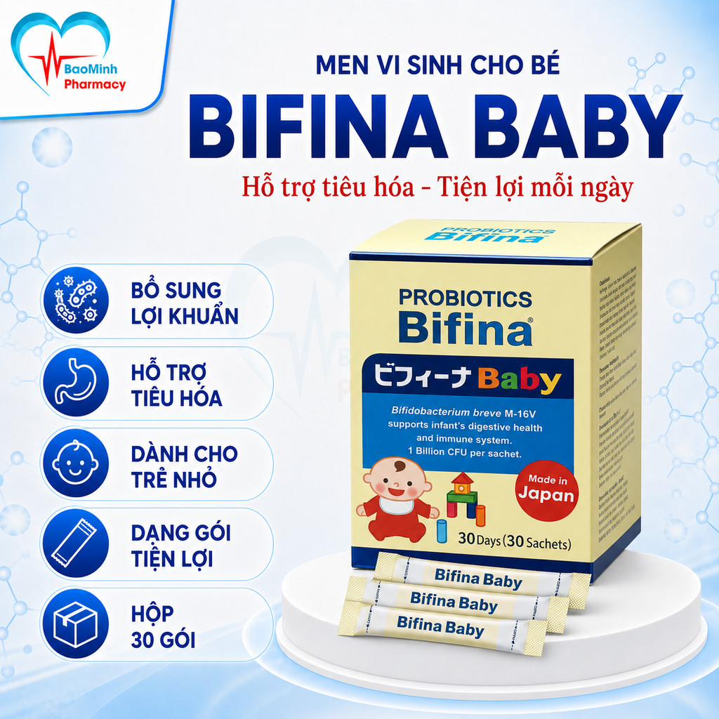 Men Vi Sinh Bifina Baby - Bổ Sung Lợi Khuẩn, Hỗ Trợ Tiêu Hóa & Tăng Cường Sức Đề Kháng 30 Gói