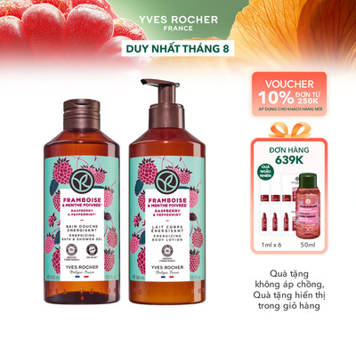 Combo sữa tắm và sữa dưỡng thể hương mâm xôi đỏ Yves Rocher 400mlx390ml