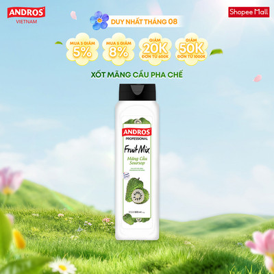 Xốt Mãng Cầu Pha Chế - Làm Từ Trái Cây Thật - Nguyên liệu pha chế - ANDROS FRUIT MIX - 820ml