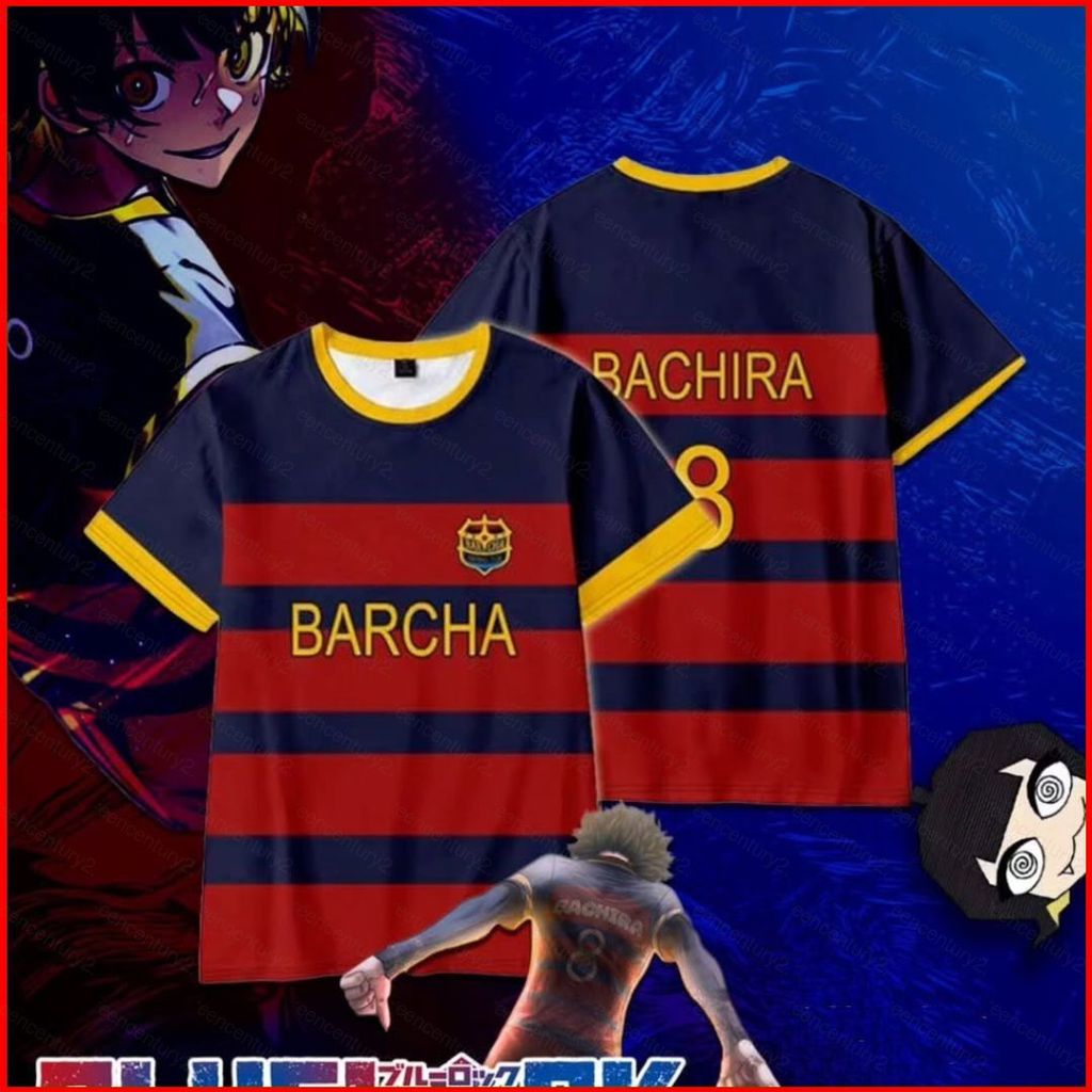 BLUE LOCK 220g áo thun cotton dày KAISER BARCHA jersey Áo thun anime tay ngắn