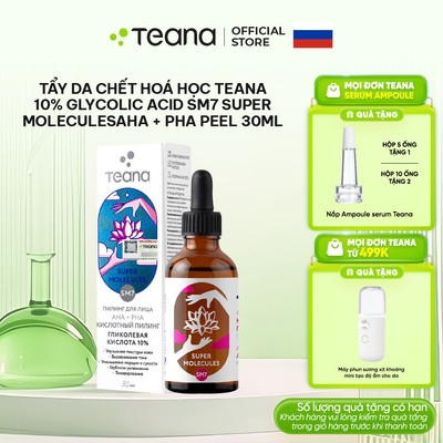 Peel Teana 10% Glycolic Acid SM7 Super Molecules AHA + PHA  tẩy da chết hoá học giảm mụn và làm sáng da 30ml