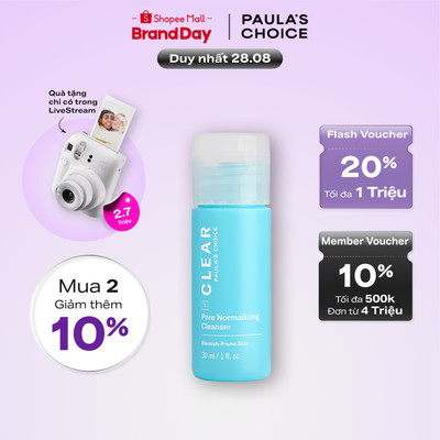 Sữa rửa mặt dạng gel ngăn ngừa mụn và se khít lỗ chân lôngPaula’s Choice Clear Pore Normalizing Cleanser 30ml 6006
