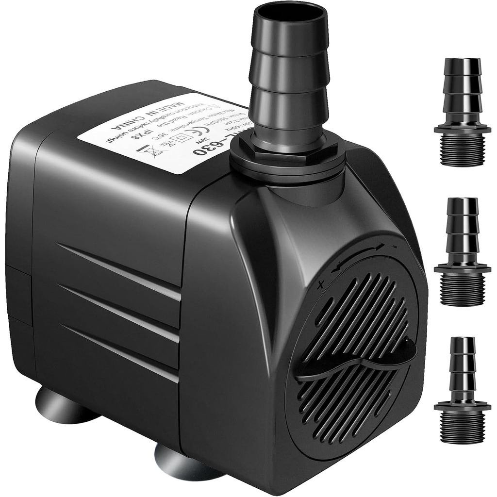 GROWNEER 550GPH Submersible Pump 30W Fountain Water Pump, 2000L/H, with 7.2ft High Lift, 3 Nozzles f