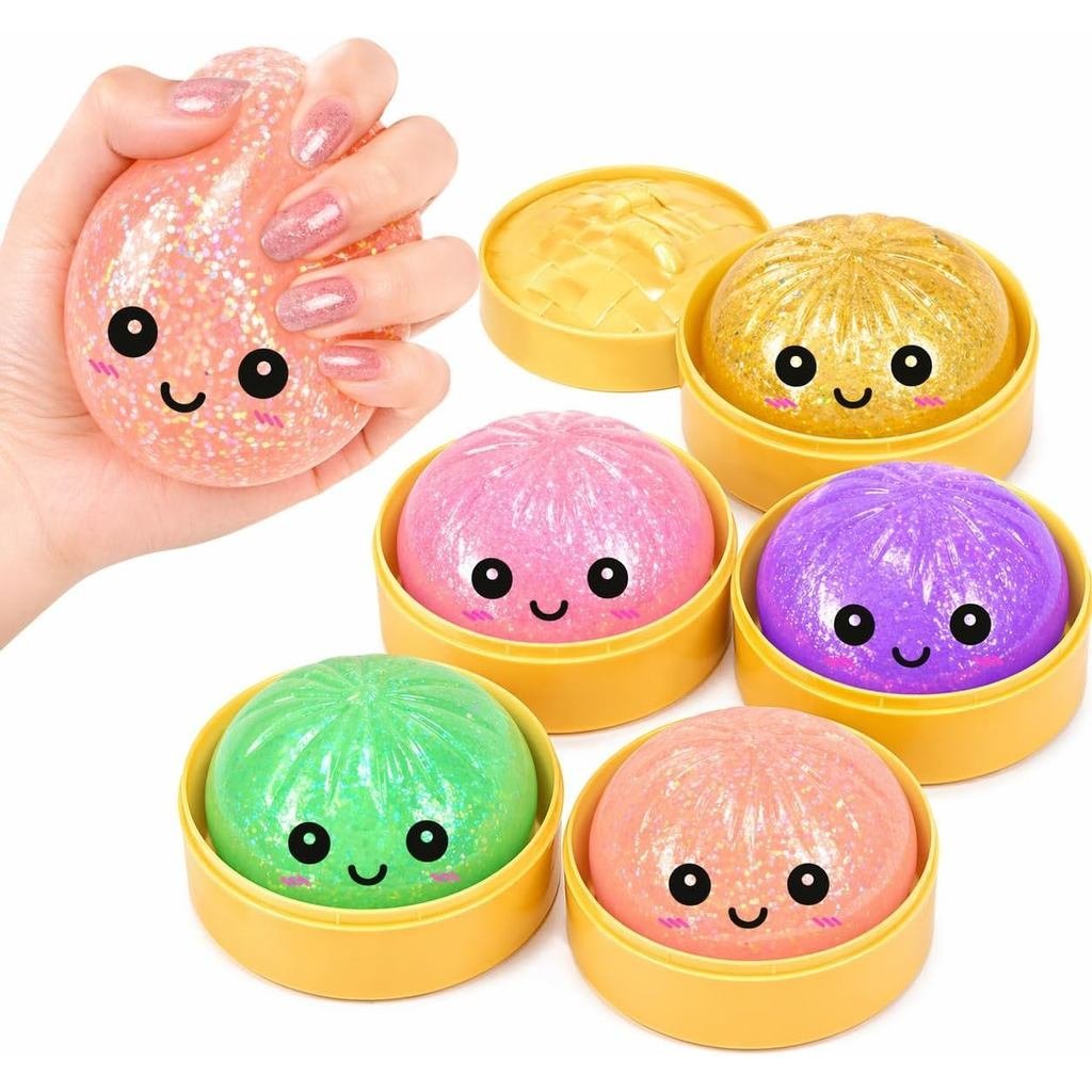 Dumpling Squishy Mystery Box – 4 Squishies Per Box (from 5 Shiny Colors) – 100% Rare Hidden Edition 