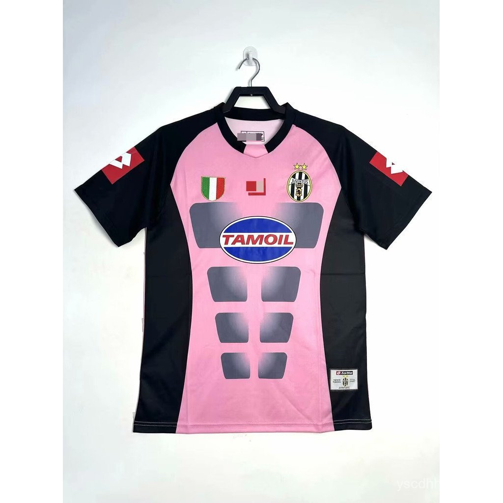 2002-03 Juventus Hồng Đen Retro Bóng Đá Thể Thao Áo Thun Tay Ngắn SSS + HPNT