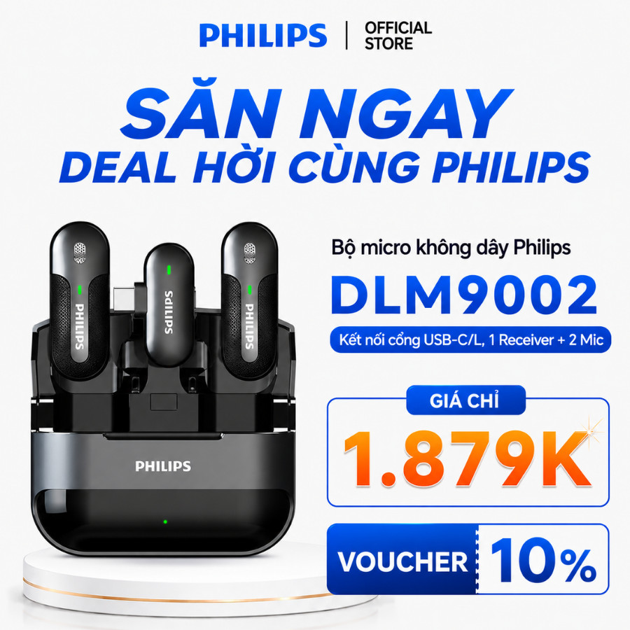 Micro không dây Wireless Lavalier Philips 2 Micro - Type-C - DLM9002