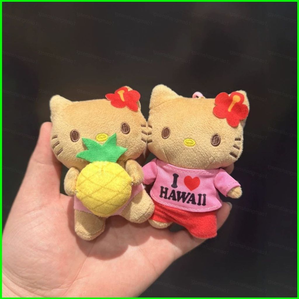 PS1 Hello Kitty Plushie Hawaii Tan Móc Khóa Bộ Lướt Hula Mini Túi Búp Bê Quyến Rũ Quà Tặng SP1