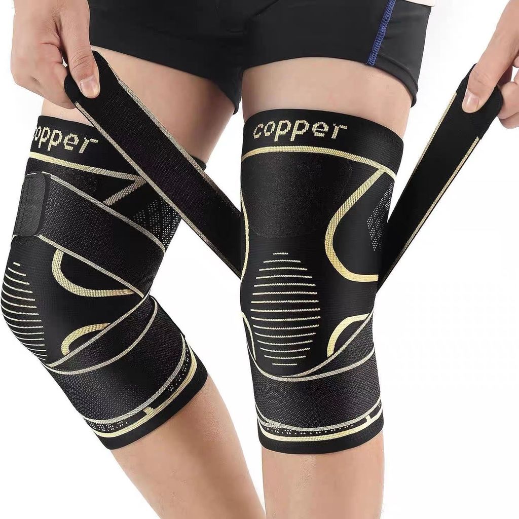 Miếng Lót Đầu Gối Thể Thao Màu Đồng Nylon Leo Núi Bóng Rổ Nén Dây Hỗ Trợ Thoáng Khí Khớp Chạy Miếng Lót Đầu Gối