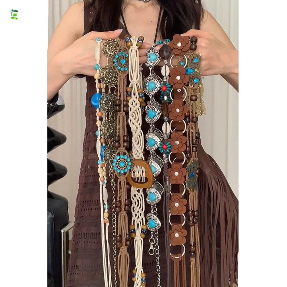 Dây Thắt Lưng LUOLVTH, Thắt Lưng Bohemian Tua Bướm Hợp Thời Trang, Vintage Y2K Trang Trí Đầm Hoa Boh