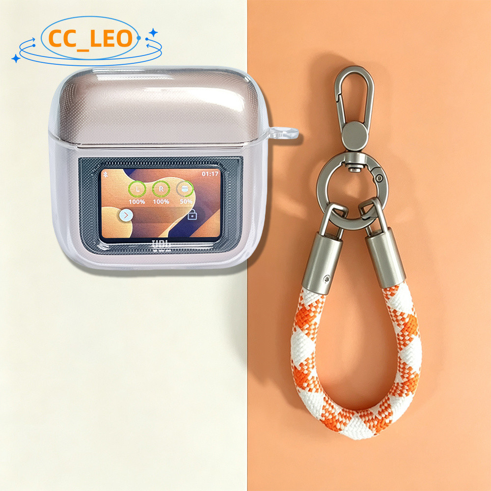 Case for JBL TOUR Pro3 Transparent TPU Soft Case with Colorful Lanyard Pendant Compatible with JBL T