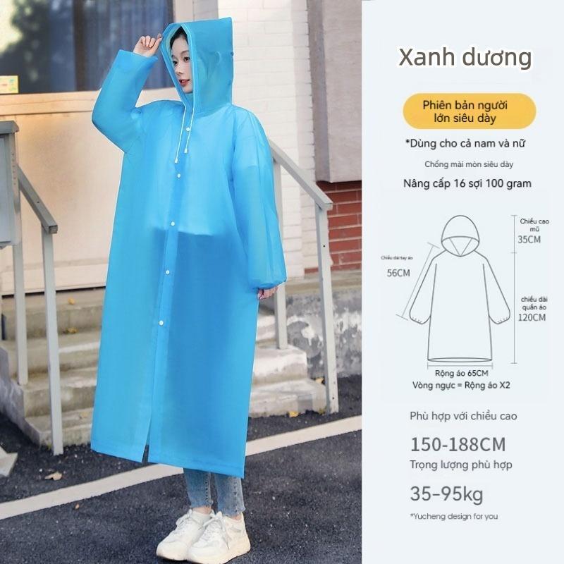 Áo mưa liền thân người lớn,EVA dày, chống thấm tốt, gọn nhẹ dễ mang, dùng cho cao 150-188cm, nặng 35