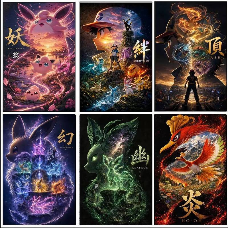 1 Chiếc Không Khung Chống Thấm Nước Nhật Bản Cổ Điển Anime Nhân Vật Pokemon Tranh Canvas Eevee Evolu