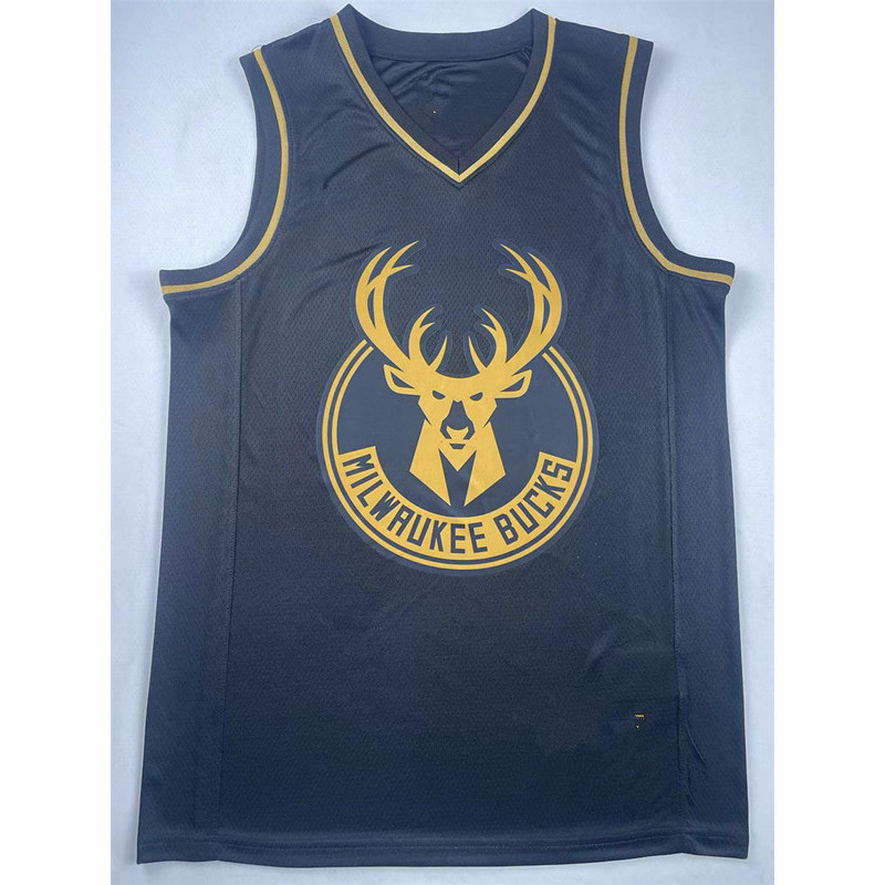 Bucks Blake Blake Brownby Heat Seal Áo bóng rổ Vàng và Đen Heat Seal Phiên bản Áo bóng rổ