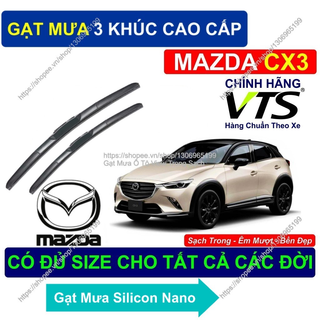 Gạt Mưa 3 Khúc Cao Cấp/ Gạt Mưa Bền Đẹp Kính Lái Mazda CX3/ Cặp Gạt Mưa Kính Lái Mazda CX3/  Mazda C