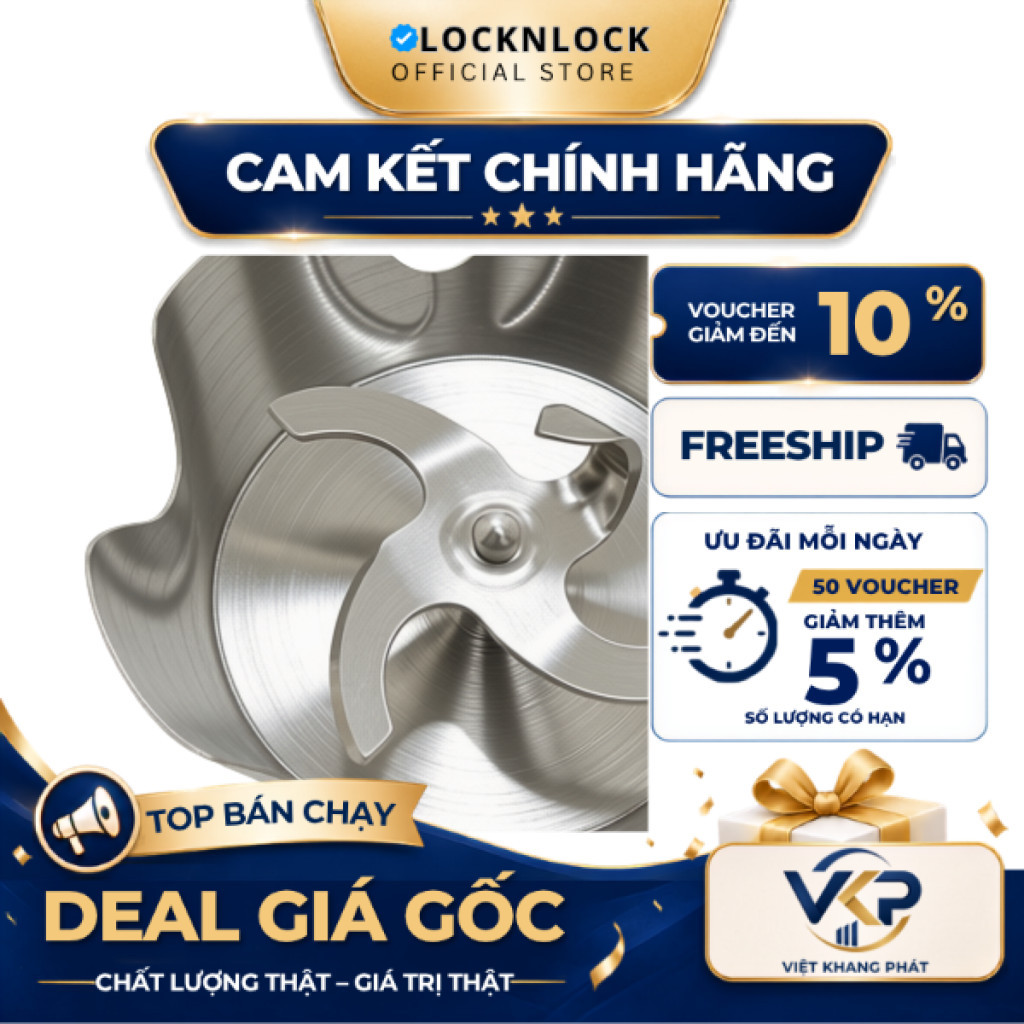 Máy xay cầm tay đa năng LocknLock Chính hãng Multi-purpose 2 in 1 Hand Blender màu đen EJM516BLK - S