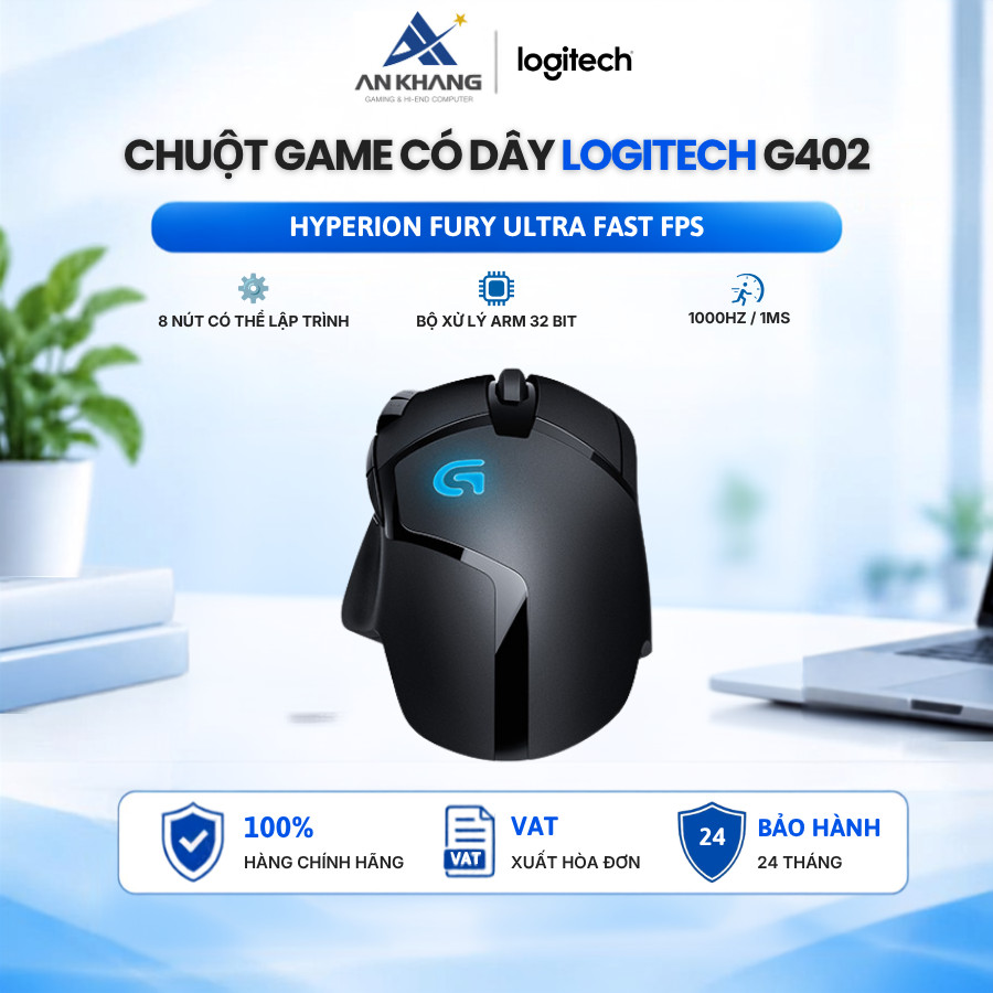 Chuột game có dây Logitech G402 Hyperion Fury FPS Theo dõi tốc độ cao 8 nút lập trình Chính hãng