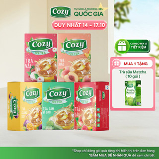 [COMBO 5] Trà Cozy Hoà Tan Ice Tea (5 hộp x 16 gói) Gồm Đào, Dâu, Vải, Chanh Dây, Sâm Bí Đao Thanh Nhiệt, Giải Khát