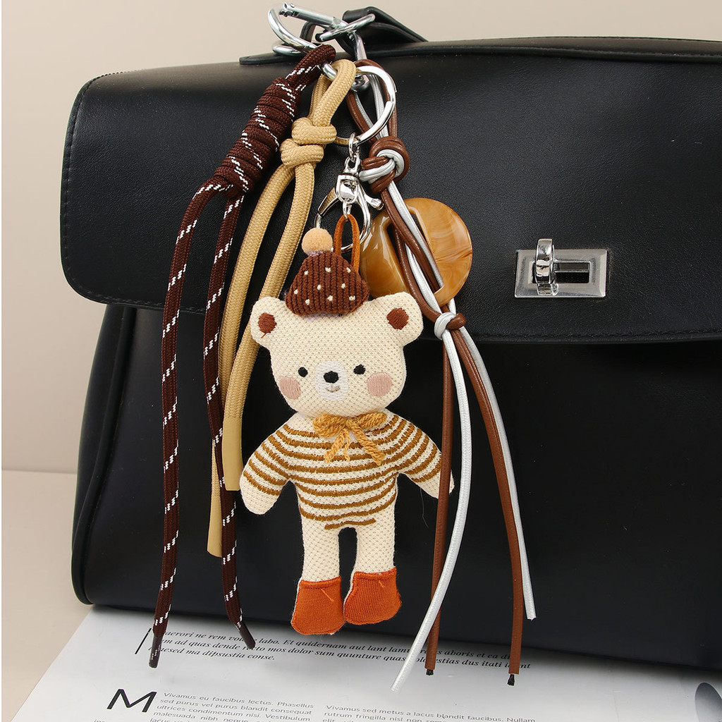 Cute Cartoon Little Bear Doll Braid Rope Pendant Bag Accessories Miu Series Niche Doll and Bag Penda