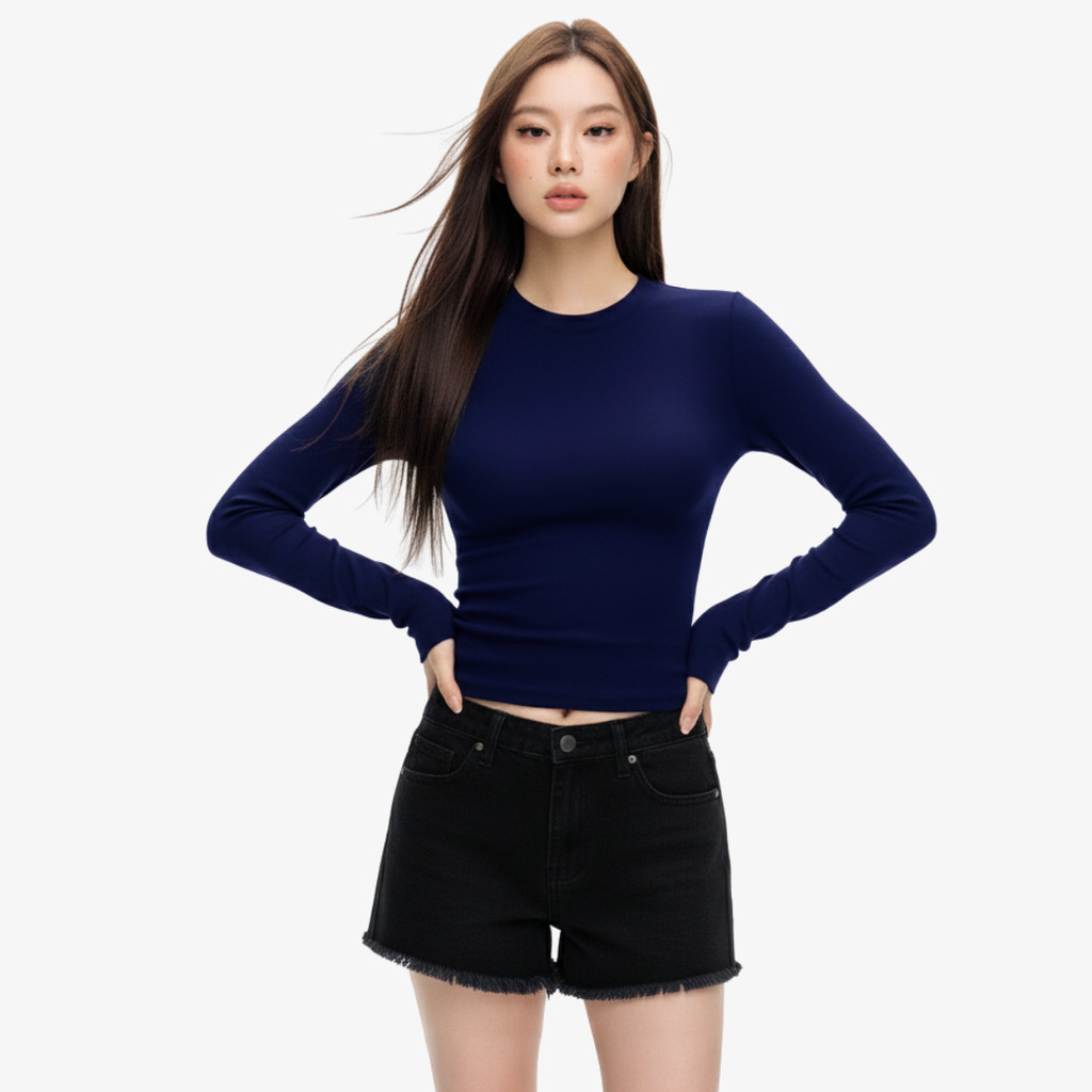 Áo Thun Nữ Tay Dài Dáng Ôm Basic Cổ Tròn Chất Vải Co Giãn Nhiều Màu By ChaBon CB02 | BigBuy360 - bigbuy360.vn