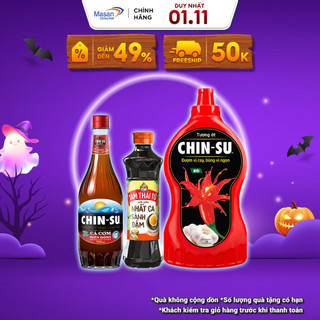  Combo nước mắm CHIN-SU cá cơm biển đông 720ml + Nước tương sánh đậm 500ml + chai tương ớt Chinsu 1kg 