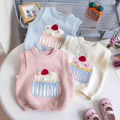 Áo Khoác Gile Len Họa Tiết Bánh Kem Cho Bé Gái 1-8 Tuổi MINTSCLOSET Quảng Châu - AK8592