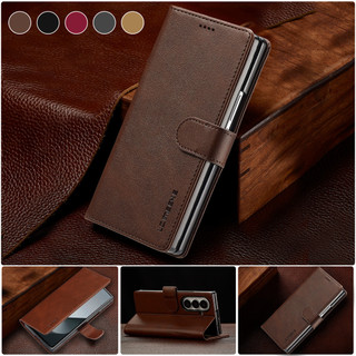  Ốp Điện Thoại Cho Samsung Z Fold 3 4 5 6 7 5G Leahter Flip Cover Giá Đỡ Thẻ Từ Tính Chống Vân Tay   Thu   Rơi Vỏ 