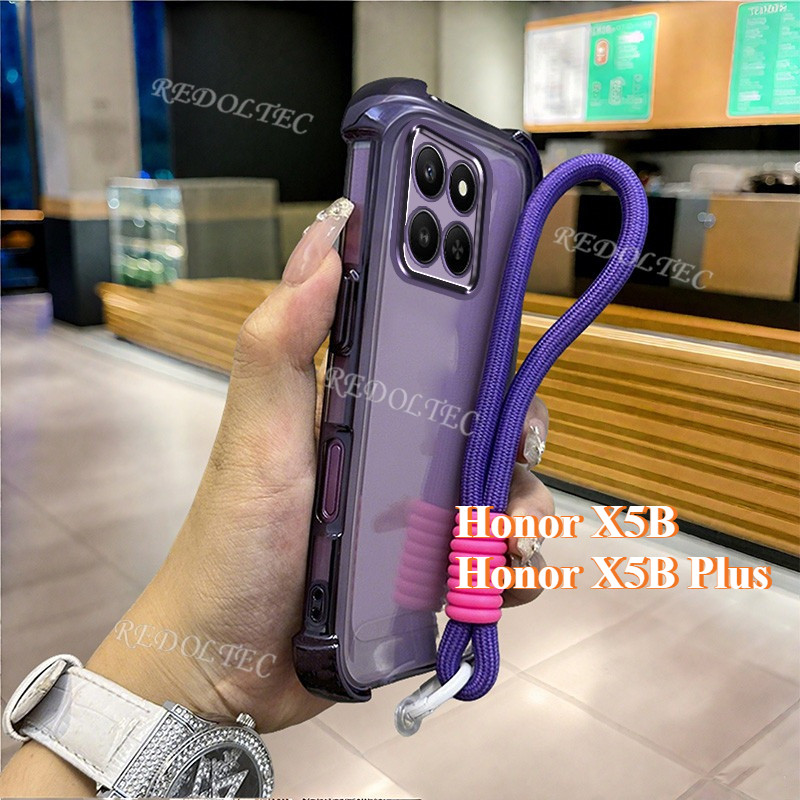 Ốp lưng Honor X5B X5B Plus Vỏ trong suốt chống sốc có dây buộc 2025 Thiết kế mới Camera Protecion Vỏ