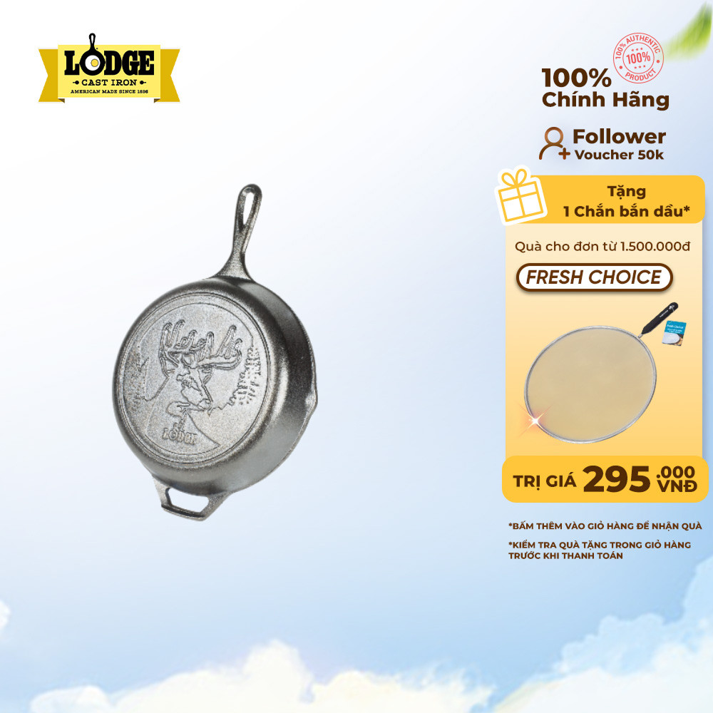 Lodge - Chảo gang đáy hình hươu - 26cm