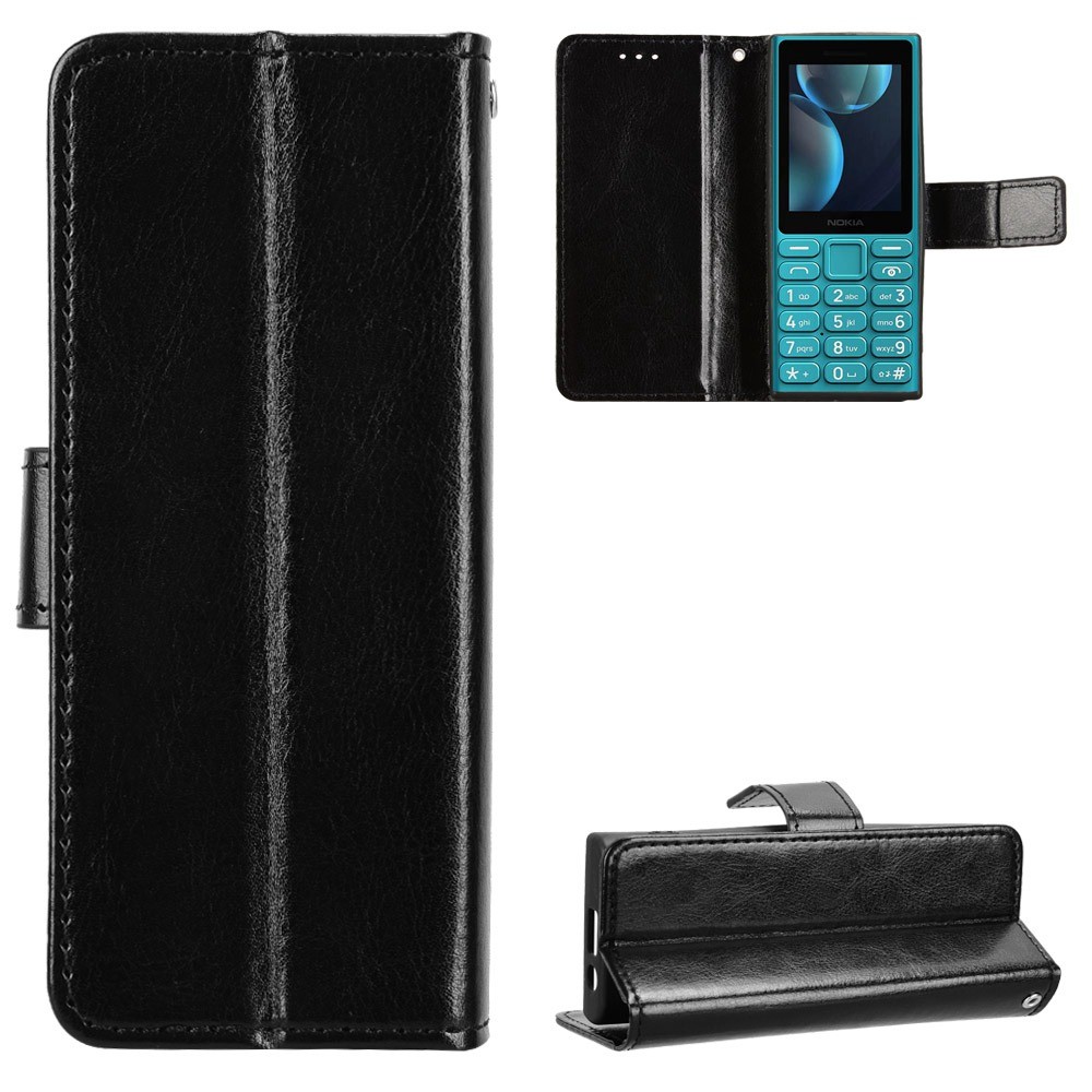 Vỏ da PU Crazy Horse sang trọng cho HMD 105 4G 2024 Flip Cover cho HMD 200 4G 2026 Vỏ dây buộc