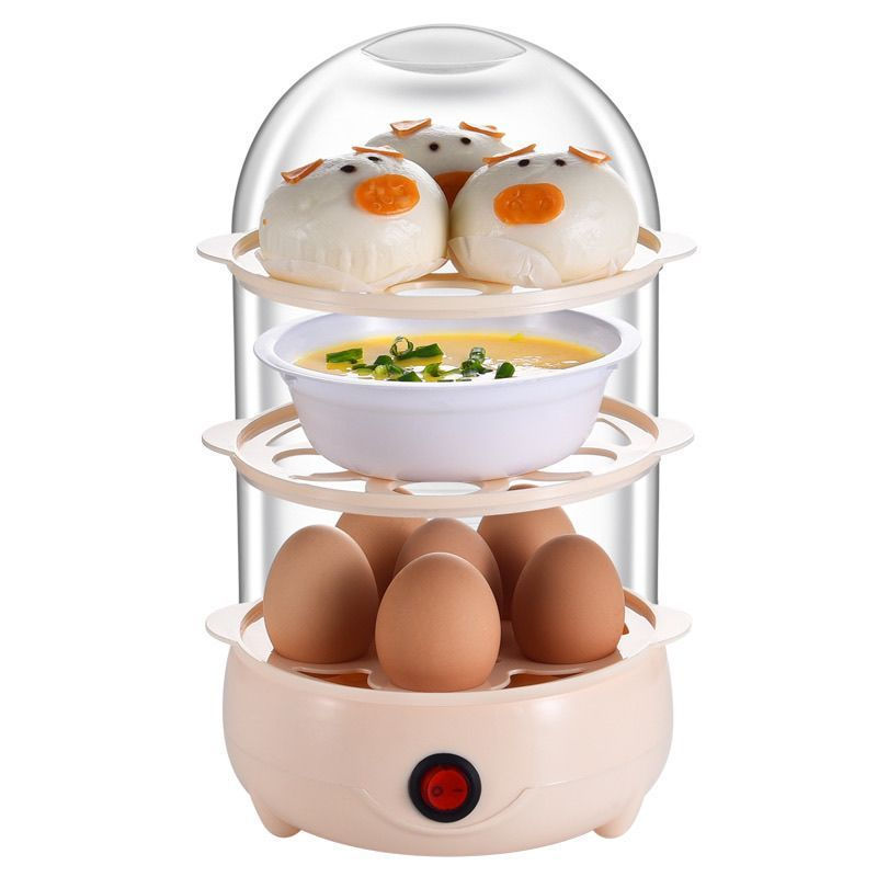 Household multifunctional mini steamer, double-layer breakfast appliance, mini gadget for steaming a
