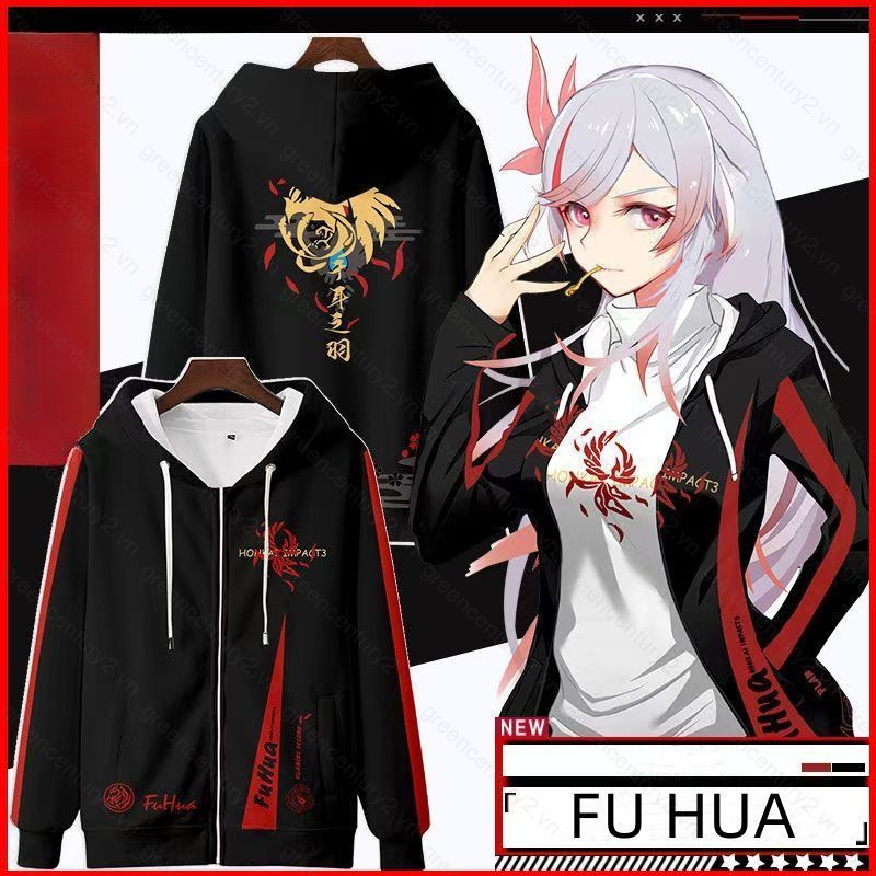 Honkai Star Rail Fu Hua áo khoác dây kéo Áo khoác cardigan áo len Unisex dài tay Top Cosplay