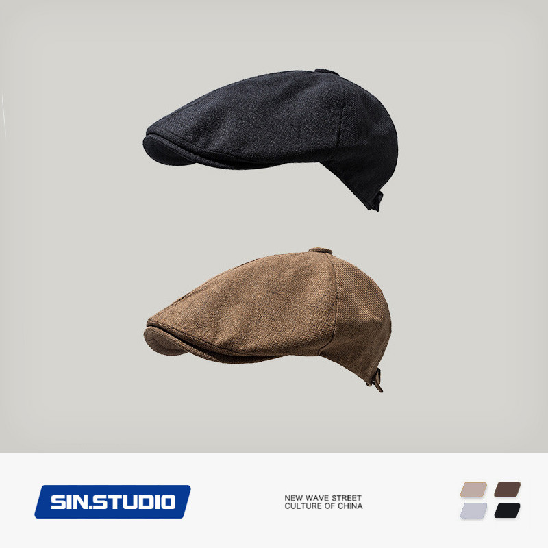Retro flat Cap Beret Advance Cap Đẹp Trai Nam Nữ Anh Newsboy Cap Mùa Hè Thoáng Khí Giả Vải Lanh Thám