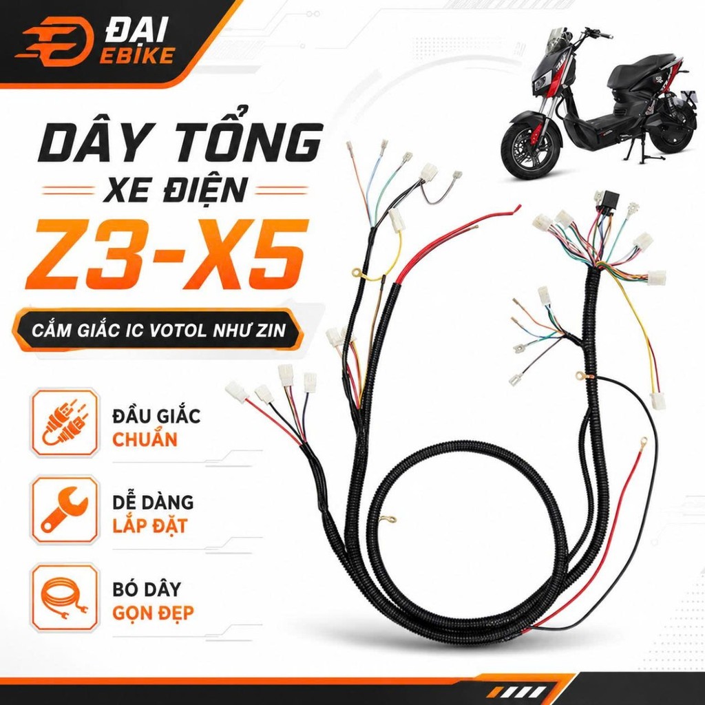 Dây tổng cho xe điện Z3 và X5 giắc cắm zin cho IC vottol < giá 1 dây >