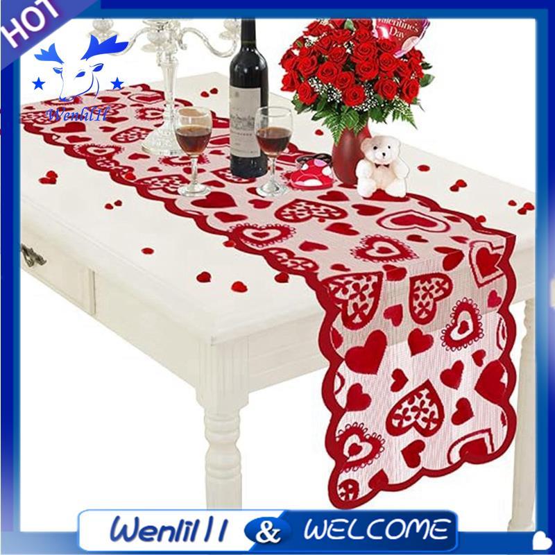 Ngày Lễ Tình Nhân Trang Trí Bàn Chạy Ren Đỏ Bàn Chạy 13 X 72Inch, Ngày Lễ Tình Nhân Lãng Mạn Trái Ti