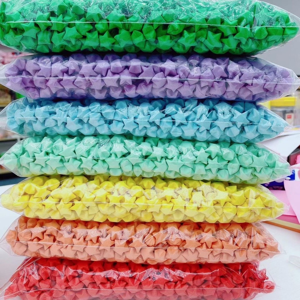 giấy gấp ngôi sao giấy gấp sao 1000 tờ giấy gấp hạc Ngôi Sao Handmade Thành Phẩm Ngôi Sao May Mắn Ng