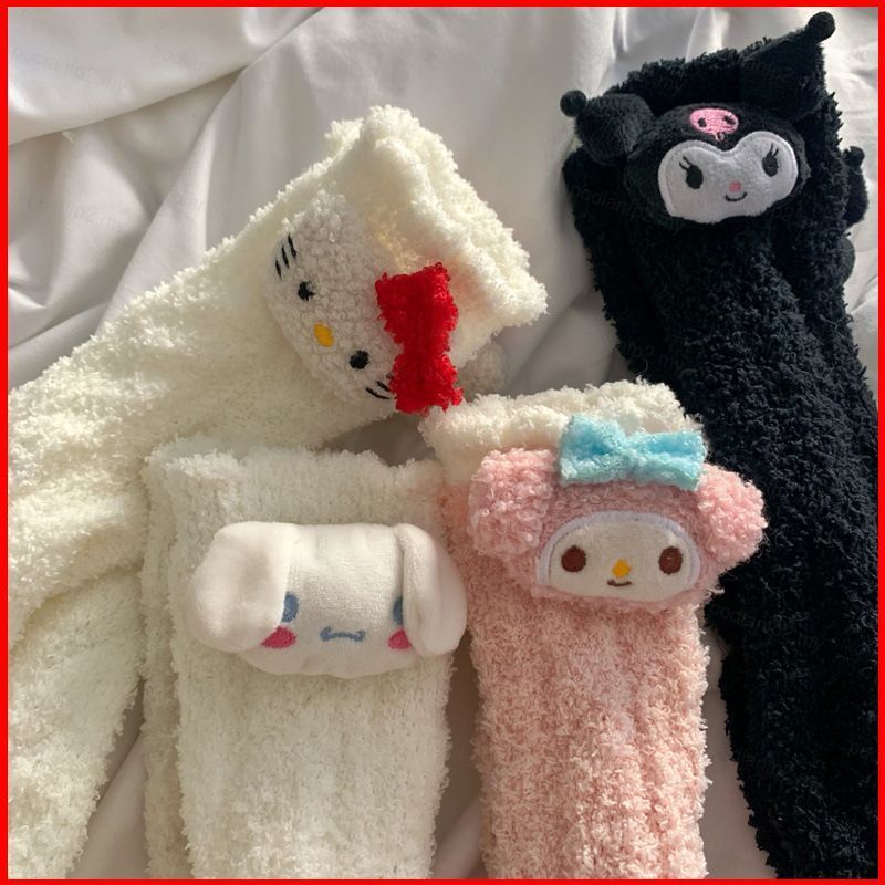PDF2 Sanrio hoạt hình dễ thương JK lông cừu san hô tất sang trọng Cinnamoroll Melody Hello Kitty Kur
